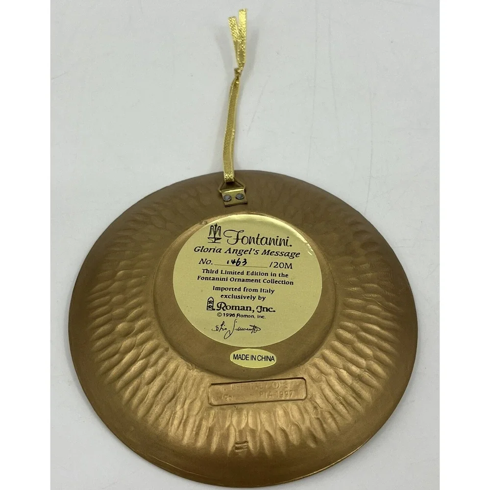 Fontanini Simonetti 1996 Christmas Ornament Gloria Angels Message Sculpted 4.5
